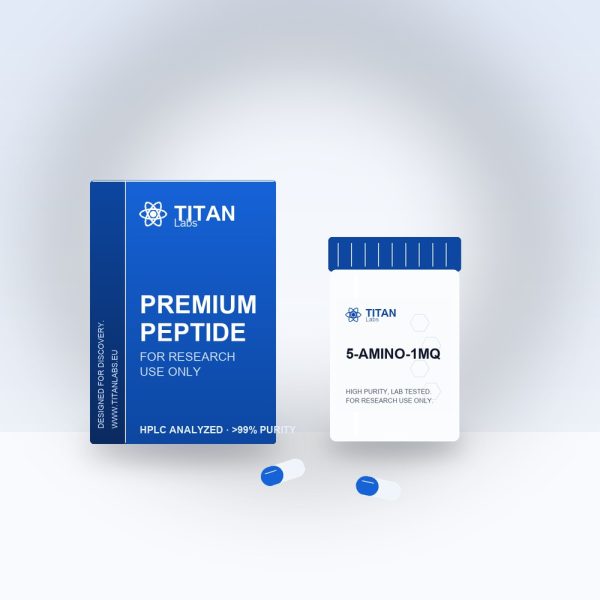 5-Amino-1MQ Capsules research peptide vial by Titan Labs