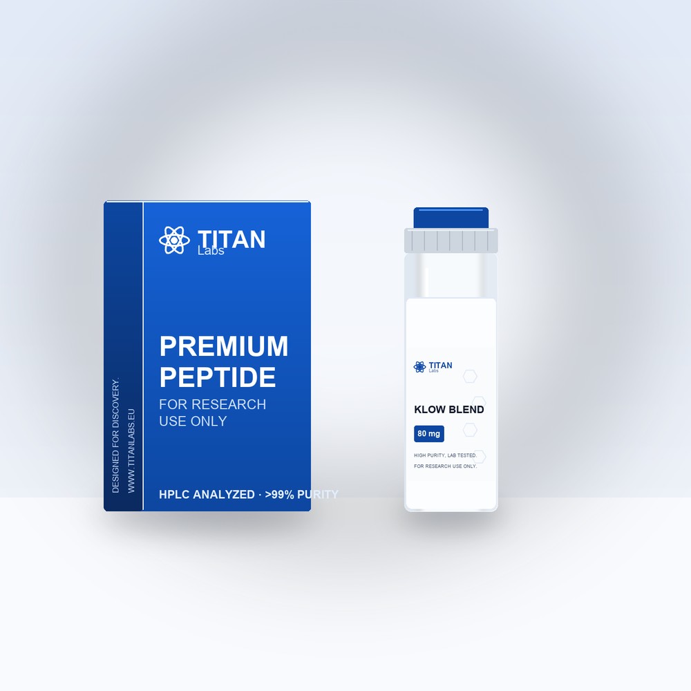KLOW Blend research peptide vial by Titan Labs